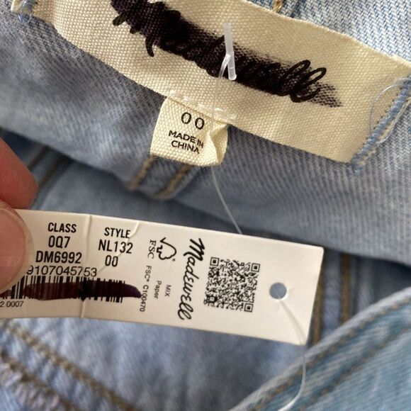 Madewell Denim Sleeveless Seamed Mini Dress‎ Palomilla Wash Size 00 NWT - Picture 9 of 9